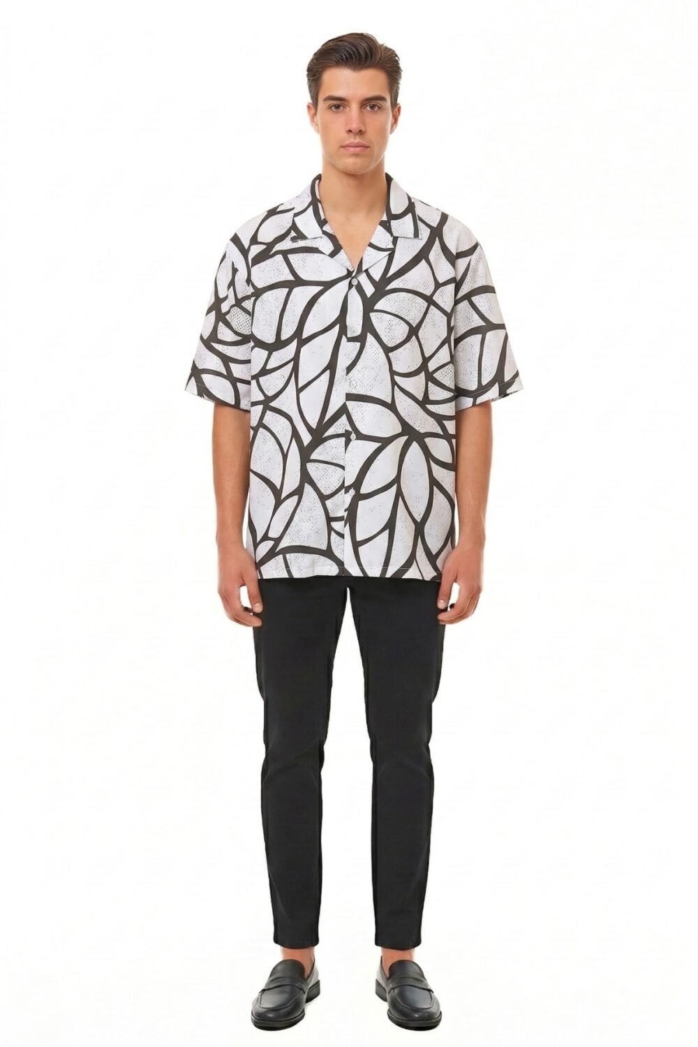 MODERN ABSTRACT LEAF CUBAN OVERSIZED SHIRT