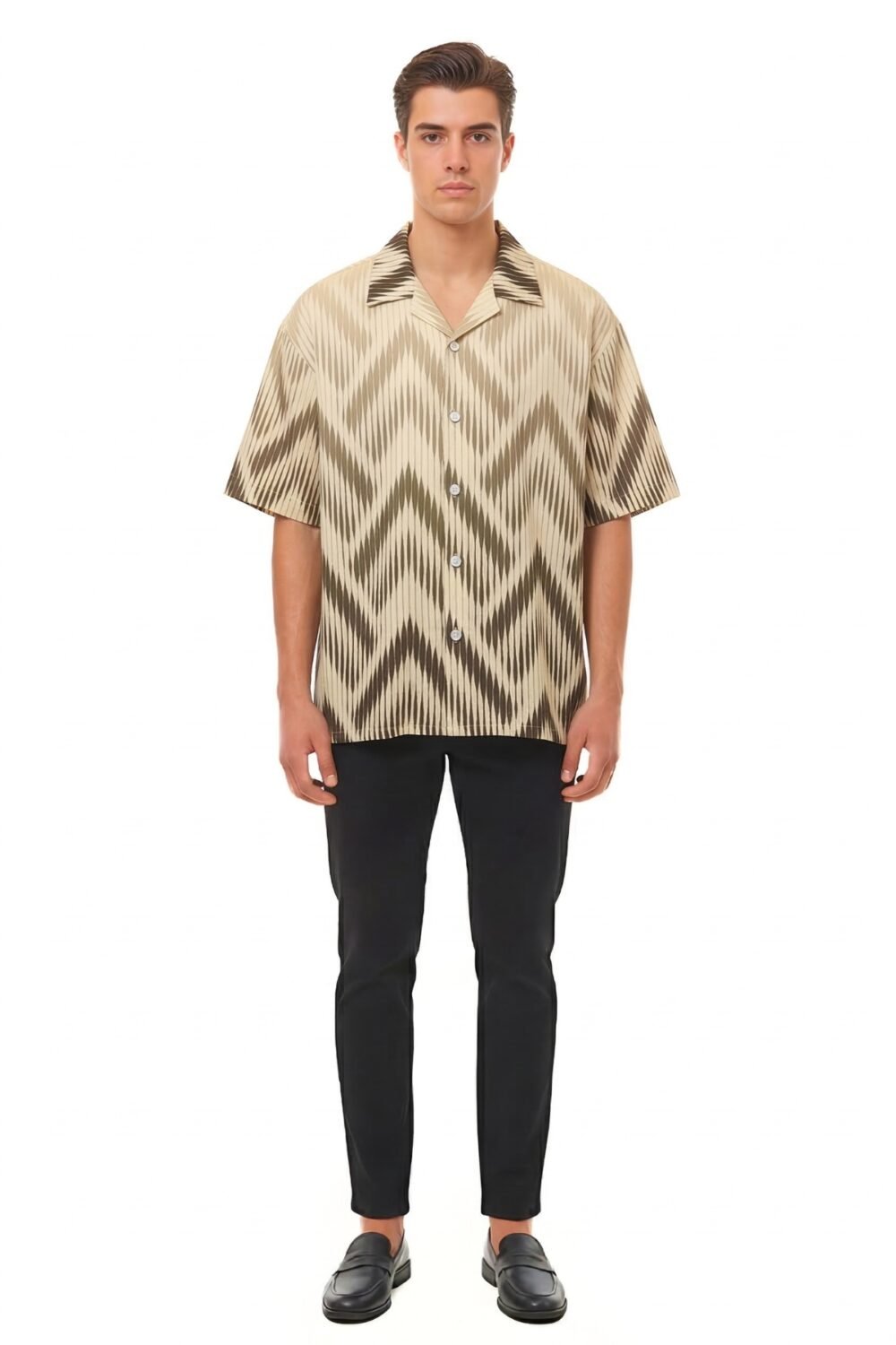 RETRO EARTH-TONE GEOMETRIC OVERSIZED SHIRT