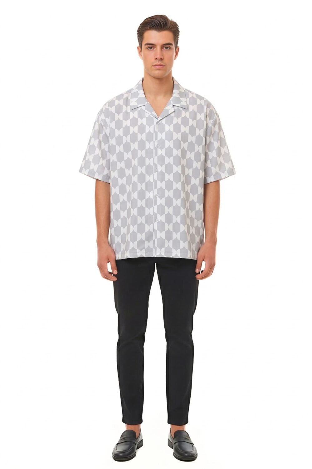 GREY GEOMETRIC ARCH OVERSIZED SHIRT