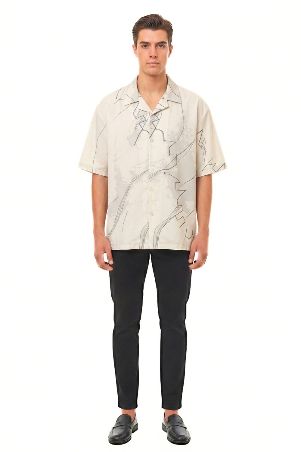 IVORY TOPOGRAPHIC WASH OVERSIZED SHIRT