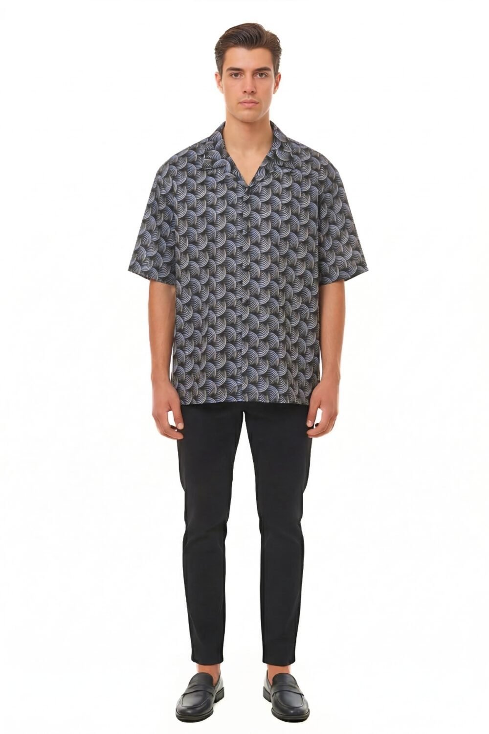 NOIR GEOMETRIC SCALLOP OVERSIZED SHIRT