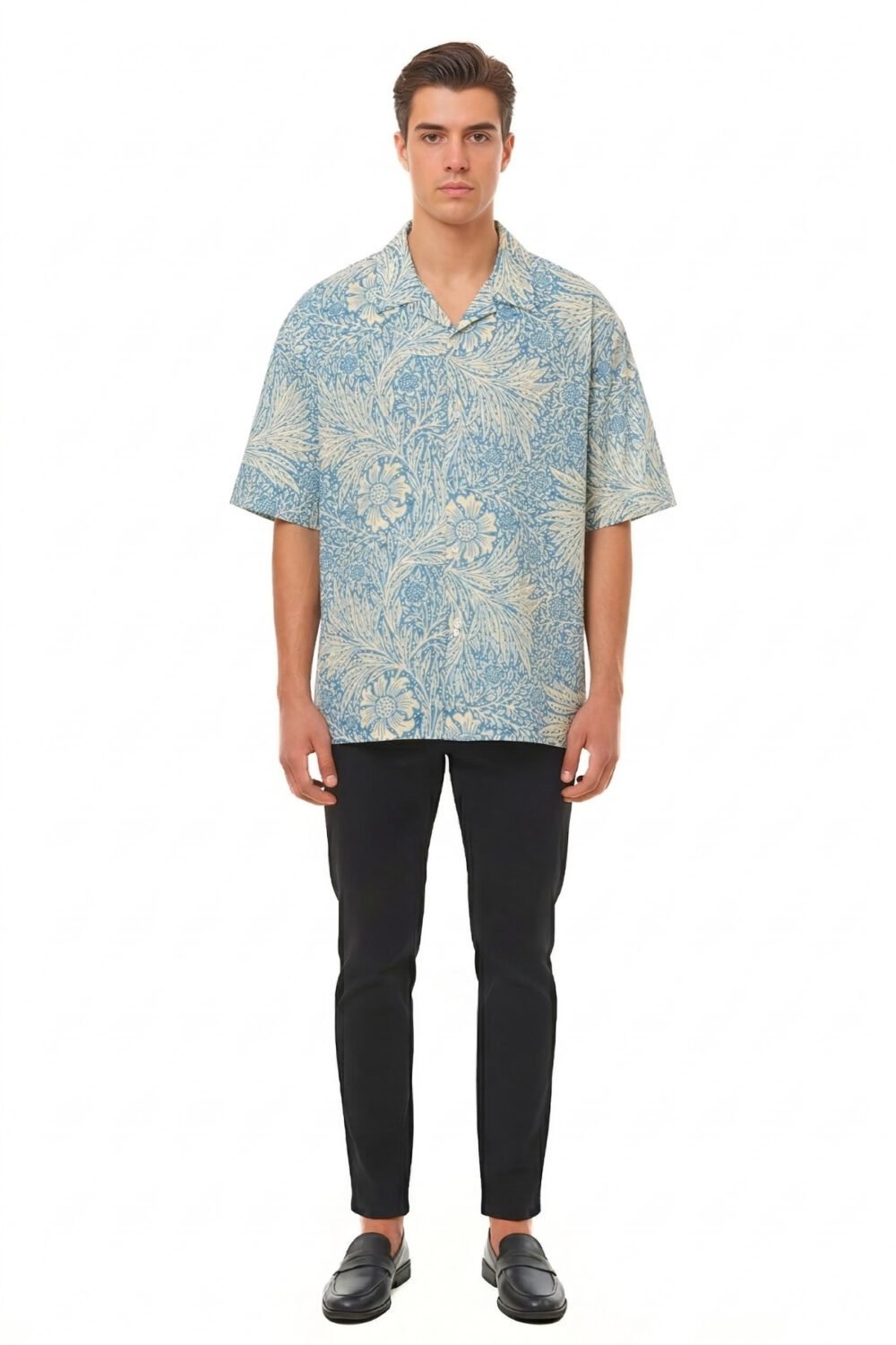 BLUE HERITAGE FLORAL OVERSIZED SHIRT