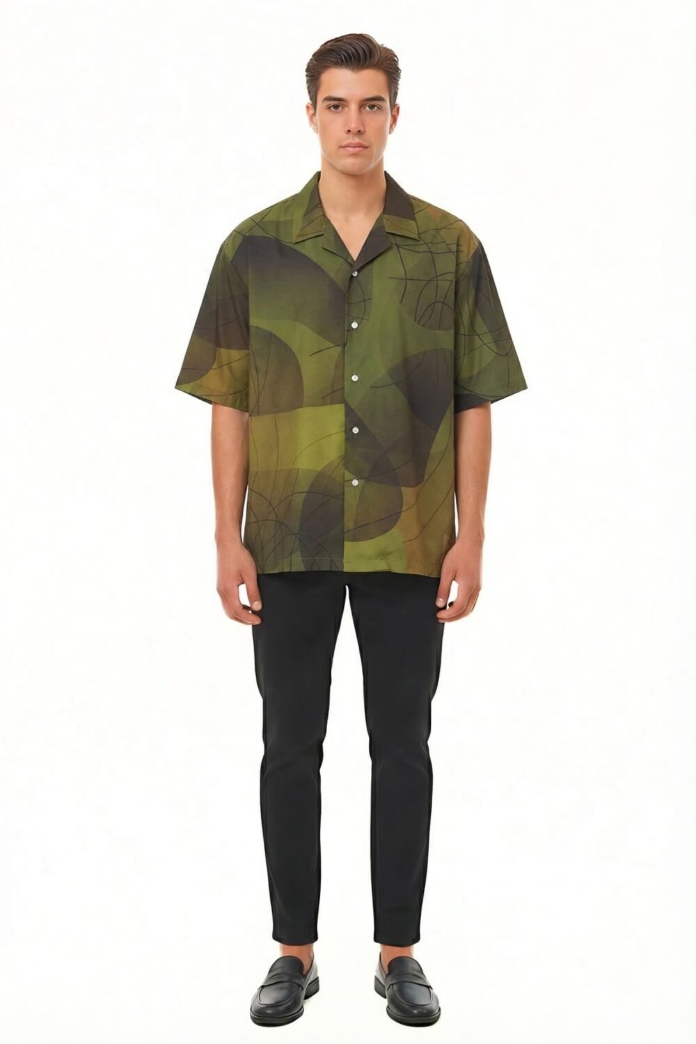 NOIR GEOMETRIC LATTICE OVERSIZED SHIRT